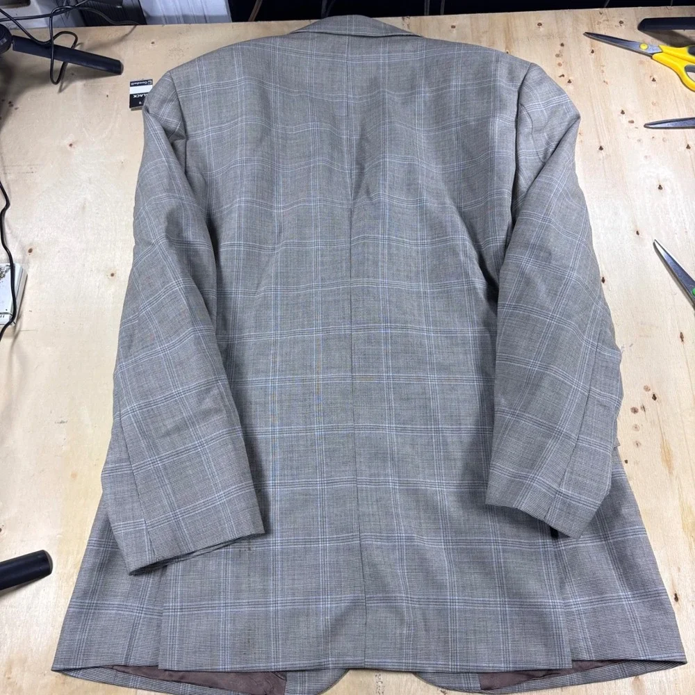 Brooks Brothers 346 Mens 41R Regent Fit Wool Glen Plaid Blazer Tan Blue